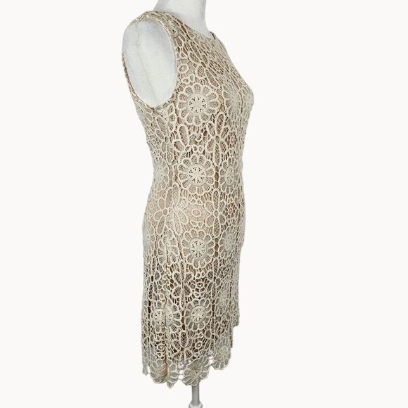 Boho Victorian Antique Revival Lace Short Party Glam Dress Joseph Ribkoff 6 Whit - Picture 4 of 16